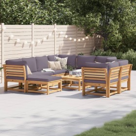 Garden furniture set 10 pieces with solid acacia wood and cushions by vidaXL, Modular outdoor sofas - Ref: Foro24-3214319, Pr...