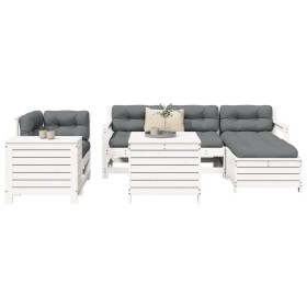 Set Gartensofas 7-tlg. massives Kiefernholz weiß von vidaXL, Gartensets - Ref: Foro24-3250521, Preis: 555,41 €, Rabatt: %