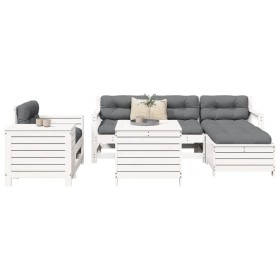 Set Gartensofas 7-tlg. massives Kiefernholz weiß von vidaXL, Gartensets - Ref: Foro24-3250549, Preis: 543,99 €, Rabatt: %