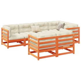 Set mit 7 Gartensofas mit Kissen aus Zirbenholz wachsbraun von vidaXL, Gartensets - Ref: Foro24-3299494, Preis: 837,30 €, Rab...