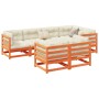 7-piece garden sofa set with pine wood furniture and brown wax cushions by vidaXL, Garden sets - Ref: Foro24-3299494, Price: ...