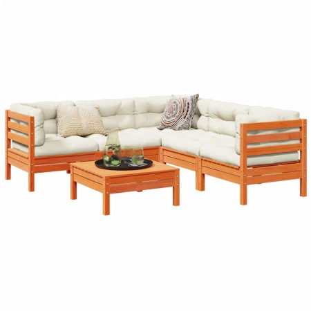 Set mit 6 Gartensofas mit Kissen aus Zirbenholz wachsbraun von vidaXL, Gartensets - Ref: Foro24-3299449, Preis: 519,27 €, Rab...