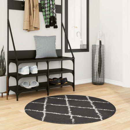 Modern long pile rug PAMPLONA in black and cream Ø 100 cm by vidaXL, Rugs - Ref: Foro24-375420, Price: 28,96 €, Discount: %