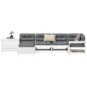 Set Gartensofas 7-tlg. massives Kiefernholz weiß von vidaXL, Gartensets - Ref: Foro24-3250977, Preis: 509,94 €, Rabatt: %