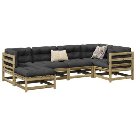 Set Gartensofas 6-teilig mit Kissen aus imprägniertem Kiefernholz von vidaXL, Gartensets - Ref: Foro24-3299526, Preis: 602,54...