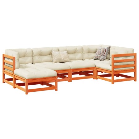 Set mit 6 Gartensofas mit Kissen aus Zirbenholz wachsbraun von vidaXL, Gartensets - Ref: Foro24-3299524, Preis: 662,97 €, Rab...