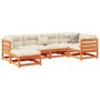 6-piece garden sofa set with pine wood frames in brown wax finish, including cushions. by vidaXL, Garden sets - Ref: Foro24-3...