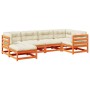 Set mit 6 Gartensofas mit Kissen aus Zirbenholz wachsbraun von vidaXL, Gartensets - Ref: Foro24-3299524, Preis: 662,97 €, Rab...