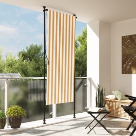 Exterior roller blind in orange and white steel fabric by vidaXL, Awnings - Ref: Foro24-368769, Price: 58,65 €, Discount: %