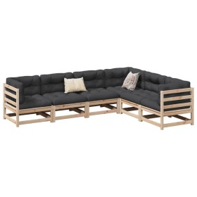 6-piece garden sofa set with solid pine wood and cushions by vidaXL, Garden sets - Ref: Foro24-3299456, Price: 567,18 €, Disc...