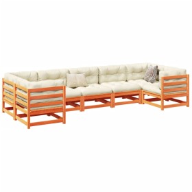 Set Gartensofas 7 Stück massives Kiefernholz wachsbraun von vidaXL, Gartensets - Ref: Foro24-3299615, Preis: 445,62 €, Rabatt: %