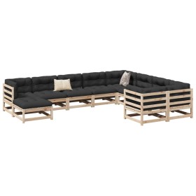 10-piece solid pine wood garden sofa set by vidaXL, Garden sets - Ref: Foro24-3299636, Price: 535,16 €, Discount: %