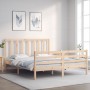 Double bed frame with solid wood headboard by vidaXL, Beds and slatted bases - Ref: Foro24-3193796, Price: 136,69 €, Discount: %