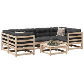 Set mit 7 Gartensofas mit Kissen aus massivem Kiefernholz von vidaXL, Gartensets - Ref: Foro24-3299312, Preis: 632,99 €, Raba...