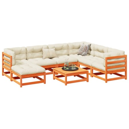 8-piece garden sofa set made of solid pine wood with a brown wax finish. by vidaXL, Garden sets - Ref: Foro24-3299553, Price:...