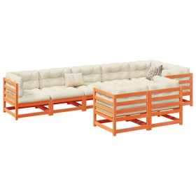 Set Gartensofas 8-teilig mit Zirbenholzkissen wachsbraun von vidaXL, Gartensets - Ref: Foro24-3299505, Preis: 972,38 €, Rabat...