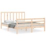 Double bed frame with solid wood headboard by vidaXL, Beds and slatted bases - Ref: Foro24-3193796, Price: 136,69 €, Discount: %