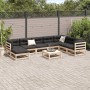 Set mit 9 Gartensofas mit Kissen aus massivem Zirbenholz von vidaXL, Gartensets - Ref: Foro24-3299585, Preis: 802,84 €, Rabat...