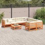 9-piece garden sofa set with pine wood furniture and brown wax cushions by vidaXL, Garden sets - Ref: Foro24-3299371, Price: ...