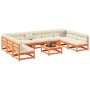 10-piece solid pine wood garden sofa set in brown wax. by vidaXL, Garden sets - Ref: Foro24-3299593, Price: 615,99 €, Discoun...