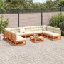 10-piece solid pine wood garden sofa set in brown wax. by vidaXL, Garden sets - Ref: Foro24-3299593, Price: 615,99 €, Discoun...