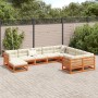 Garden sofa set, 10 pieces, with cushions, made of brown pine wood with wax finish. by vidaXL, Garden sets - Ref: Foro24-3299...