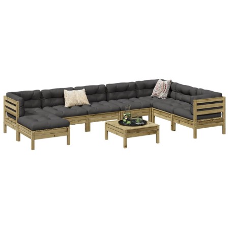 Set aus 9 Gartensofas mit Kissen aus imprägniertem Kiefernholz von vidaXL, Gartensets - Ref: Foro24-3299591, Preis: 751,05 €,...