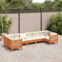 7-piece garden sofa set with pine wood furniture and brown wax cushions by vidaXL, Garden sets - Ref: Foro24-3299622, Price: ...