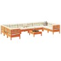 11-piece garden sofa set with pine wood furniture and brown wax cushions. by vidaXL, Garden sets - Ref: Foro24-3299648, Price...