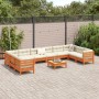 Set de sofás jardín 11 pzas con cojines madera pino marrón cera de vidaXL, Conjuntos de jardín - Ref: Foro24-3299648, Precio:...