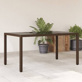 Garden table with brown PE rattan glass surface 150x90x75cm by vidaXL, Garden tables - Ref: Foro24-365590, Price: 142,63 €, D...