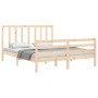 Double bed frame with solid wood headboard by vidaXL, Beds and slatted bases - Ref: Foro24-3193796, Price: 136,69 €, Discount: %