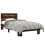 Estructura cama madera ingeniería metal roble humo 75x190 cm de vidaXL, Camas y somieres - Ref: Foro24-845749, Precio: 94,51 ...