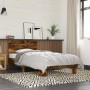 Engineered wood bed frame metal smoke oak 75x190 cm by vidaXL, Beds and slatted bases - Ref: Foro24-845749, Price: 94,51 €, D...