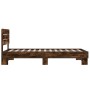 Engineered wood bed frame metal smoke oak 75x190 cm by vidaXL, Beds and slatted bases - Ref: Foro24-845749, Price: 94,51 €, D...