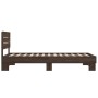 Engineered wood metal bed frame oak brown 90x190 cm by vidaXL, Beds and slatted bases - Ref: Foro24-845756, Price: 100,65 €, ...