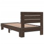 Engineered wood metal bed frame oak brown 90x190 cm by vidaXL, Beds and slatted bases - Ref: Foro24-845756, Price: 100,65 €, ...