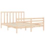 Double bed frame with solid wood headboard by vidaXL, Beds and slatted bases - Ref: Foro24-3193796, Price: 136,69 €, Discount: %