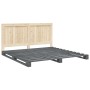 Gray pine wood bed frame with headboard 200x200cm by vidaXL, Beds and slatted bases - Ref: Foro24-3281549, Price: 243,99 €, D...