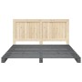 Gray pine wood bed frame with headboard 200x200cm by vidaXL, Beds and slatted bases - Ref: Foro24-3281549, Price: 243,99 €, D...