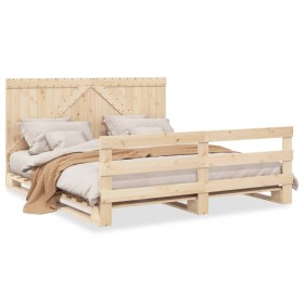 Estructura de cama con cabecero madera maciza de pino 200x200cm de vidaXL, Camas y somieres - Ref: Foro24-3281561, Precio: 25...