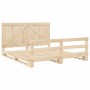 Bed frame with solid pine wood headboard 200x200cm by vidaXL, Beds and slatted bases - Ref: Foro24-3281561, Price: 253,99 €, ...