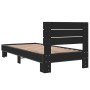 Engineered wood and black metal bed frame 90x200 cm by vidaXL, Beds and slatted bases - Ref: Foro24-845742, Price: 102,02 €, ...