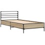 Sonoma oak metal engineered wood bed frame 90x200 cm by vidaXL, Beds and slatted bases - Ref: Foro24-845583, Price: 97,99 €, ...