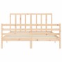 Double bed frame with solid wood headboard by vidaXL, Beds and slatted bases - Ref: Foro24-3193796, Price: 136,69 €, Discount: %