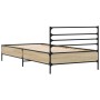 Sonoma oak metal engineered wood bed frame 90x200 cm by vidaXL, Beds and slatted bases - Ref: Foro24-845583, Price: 97,99 €, ...