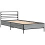 Estructura cama madera ingeniería metal gris Sonoma 90x190 cm de vidaXL, Camas y somieres - Ref: Foro24-845630, Precio: 101,2...