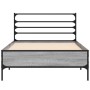 Estructura cama madera ingeniería metal gris Sonoma 90x190 cm de vidaXL, Camas y somieres - Ref: Foro24-845630, Precio: 101,2...