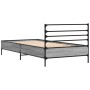 Estructura cama madera ingeniería metal gris Sonoma 90x190 cm de vidaXL, Camas y somieres - Ref: Foro24-845630, Precio: 101,2...