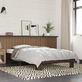 Engineered wood bed frame oak brown metal 100x200 cm by vidaXL, Beds and slatted bases - Ref: Foro24-845871, Price: 90,99 €, ...